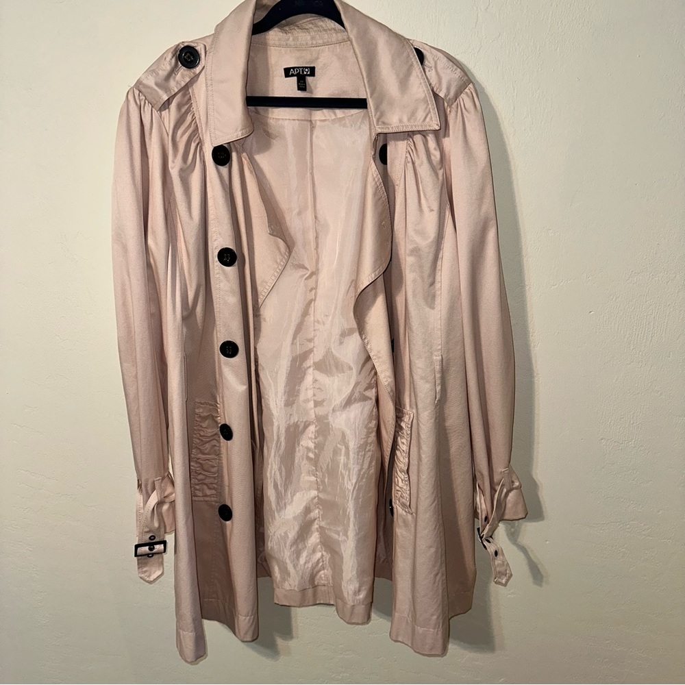 APT9. blush pink plus size trech coat
